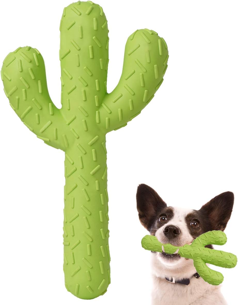 Dog Chew Toys for Aggressive Chewers, Durable Rubber Cactus Tough Toys for Training and Cleaning Teeth, Interactive Dog Toys for Small/Medium Dog