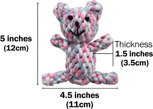 Teddy Bear Teething Toy, Dog Rope for Medium and Small Dogs, Puppy Tug of War, Pull for Large Dogs, Knotted Rope Teething for Puppies, Cotton for Teeth Cleaning